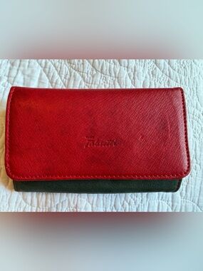 Fabretti Compact Multicolor Leather Women's Wallet - Red, Yellow, Green